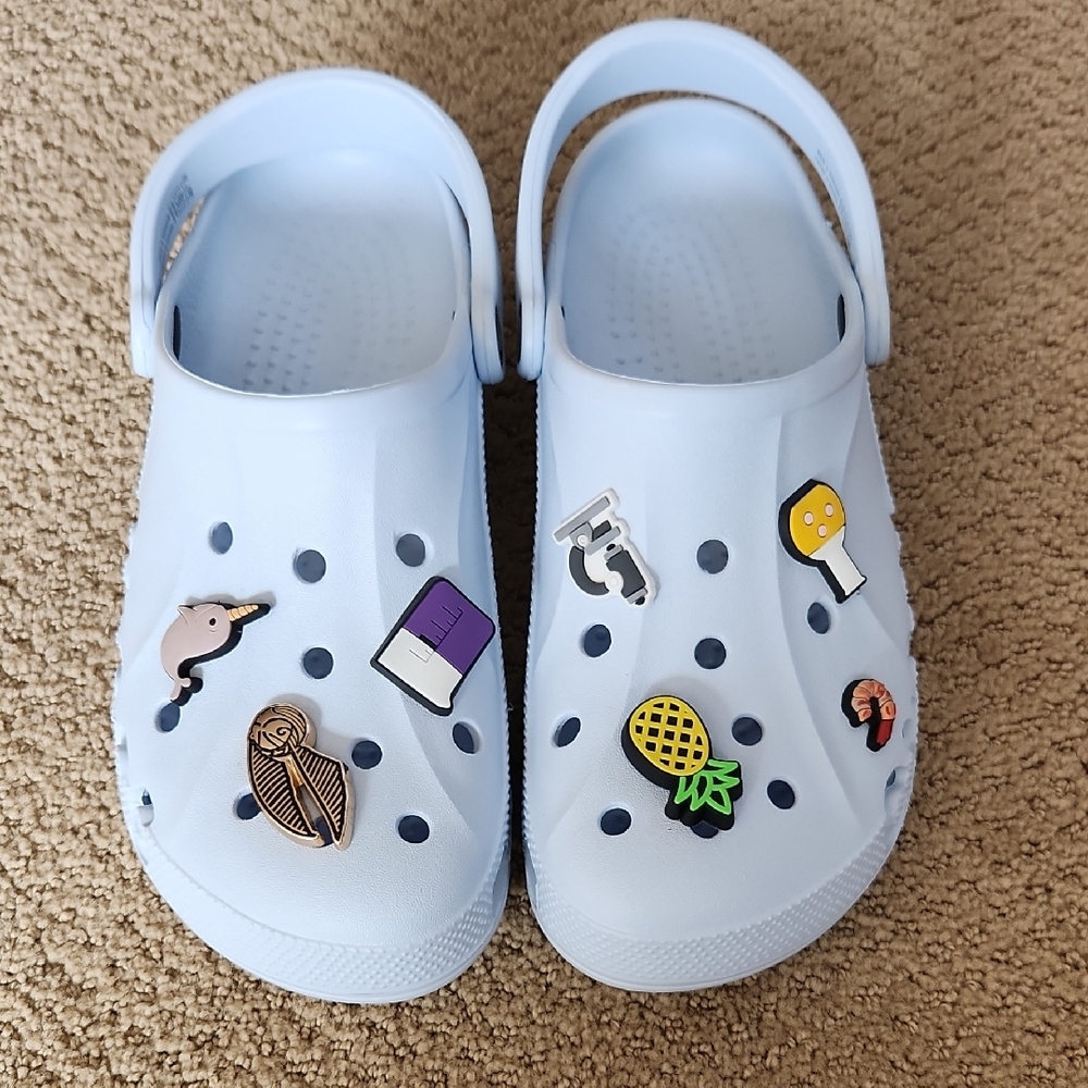 Light Blue Crocs with Fun Jibbitzs